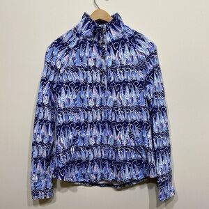 Lilly Pulitzer Women Captain Popover Button Size Small Nautical Preppy Sail Boat